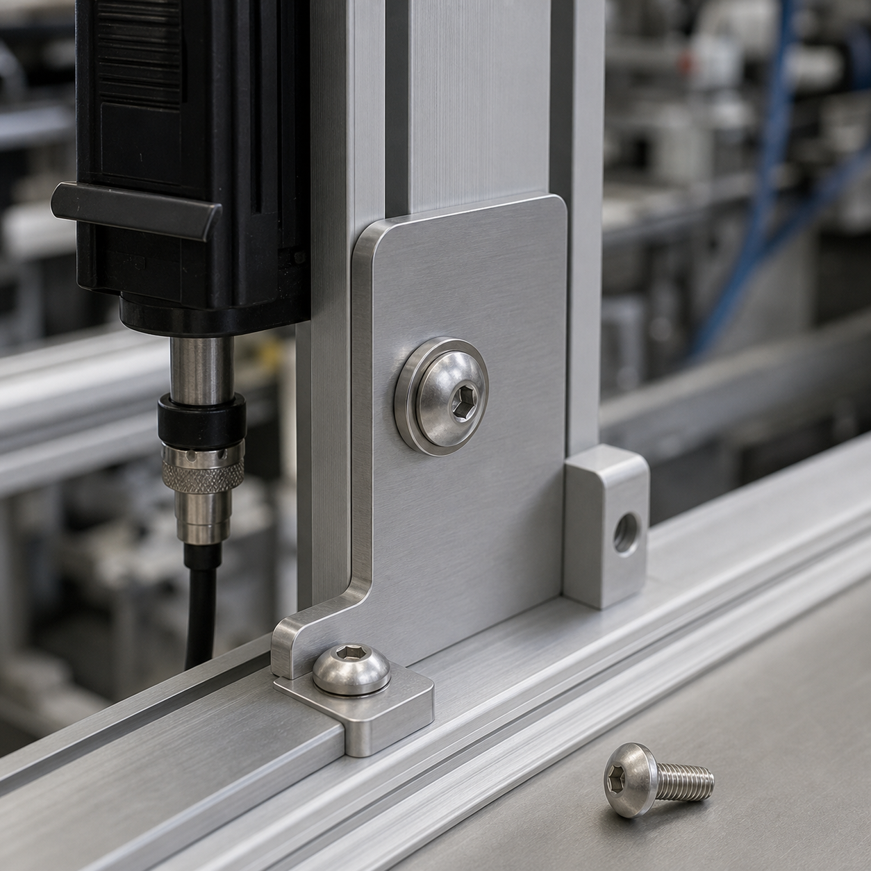Button head socket screws fastening industrial machinery and equipment brackets