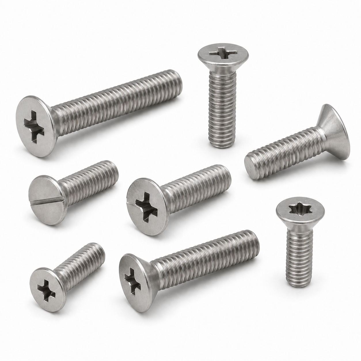 Stainless steel Countersunk Head Machine Screws with multiple drive options