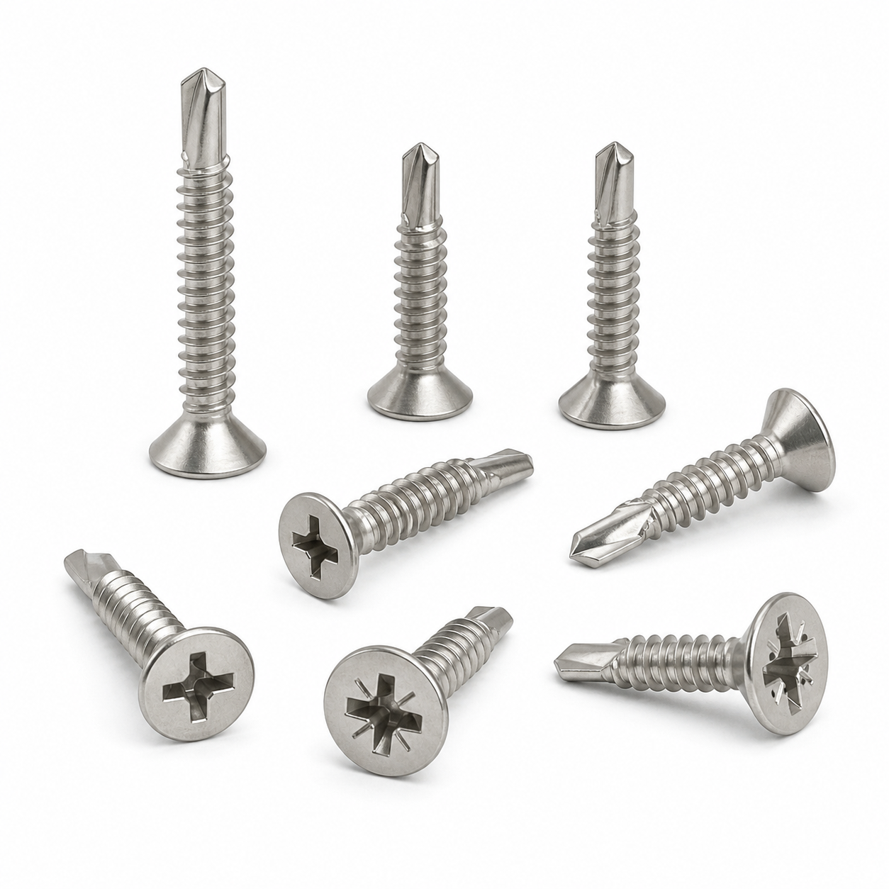 DIN 7504 P stainless steel countersunk self drilling screws with PH and PZ drives