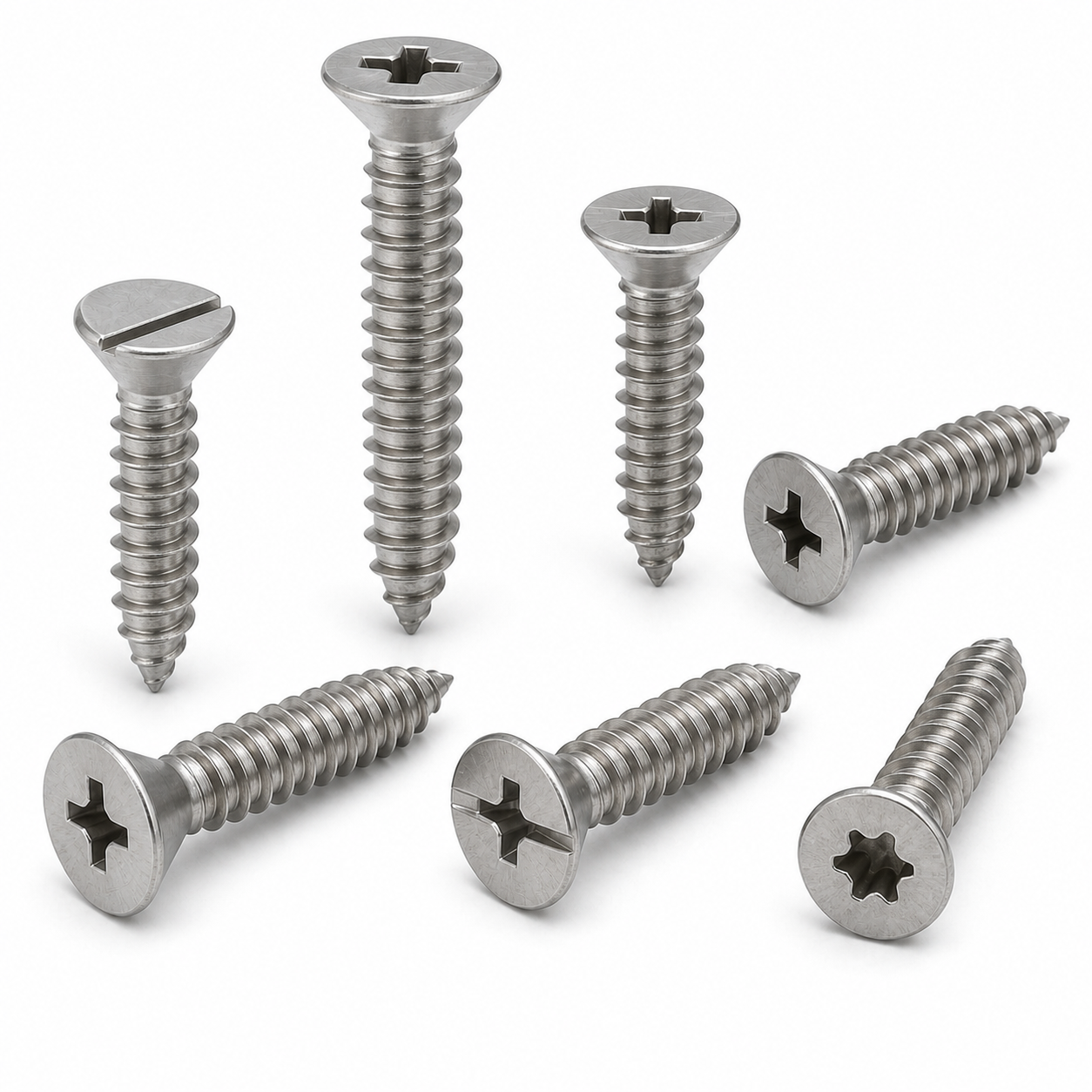 Stainless steel Countersunk Head Self Tapping Screws with multiple drive types