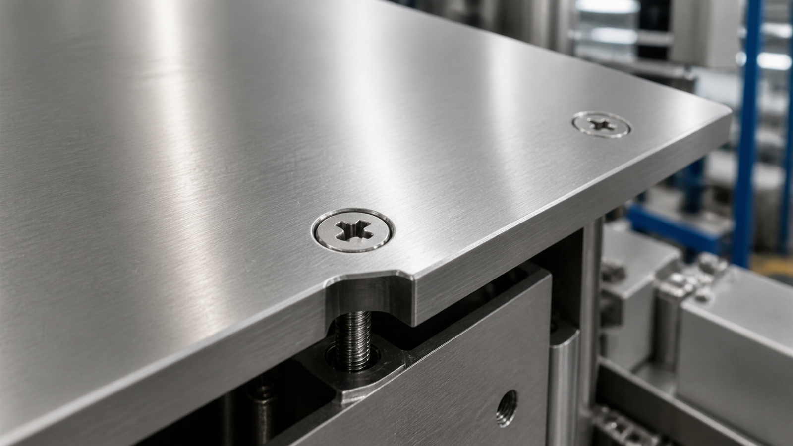 Countersunk Machine Screw installed flush in an industrial equipment panel