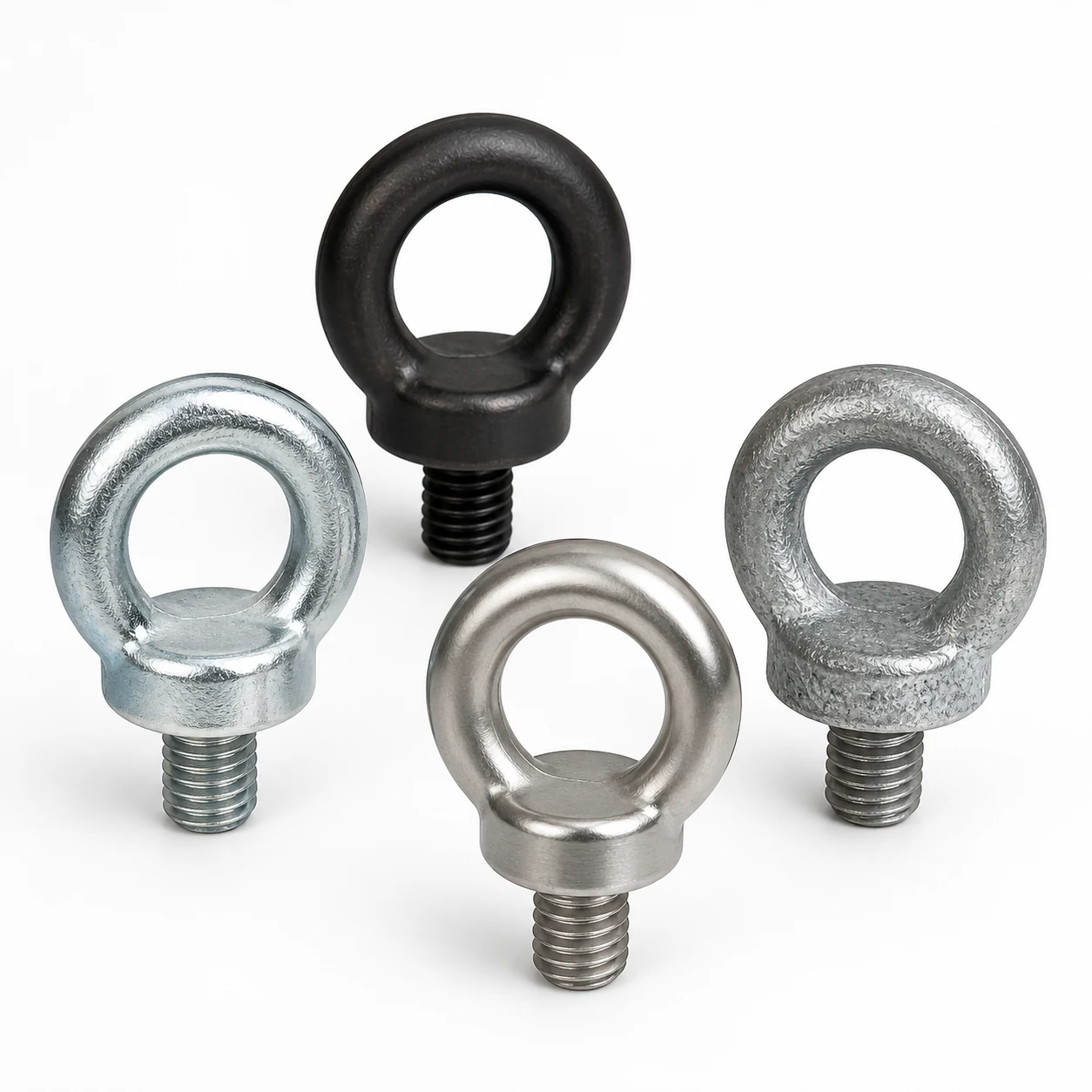 DIN 580 lifting eye bolts in carbon steel galvanized and stainless steel finishes