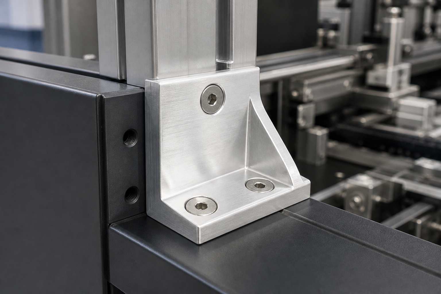 DIN 7991 stainless steel countersunk socket screw installed flush in industrial machinery