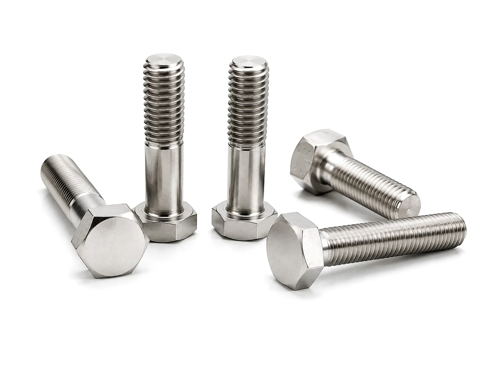 Stainless steel hex bolts DIN 931 and DIN 933 in multiple sizes