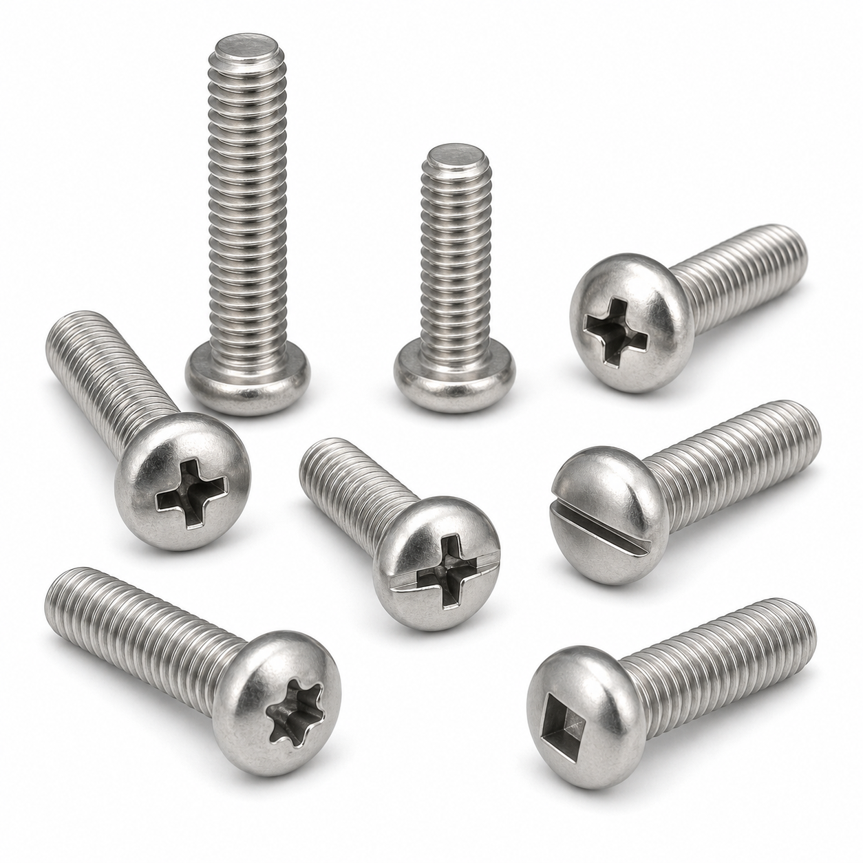 Stainless steel Pan Head Machine Screws with multiple drive types
