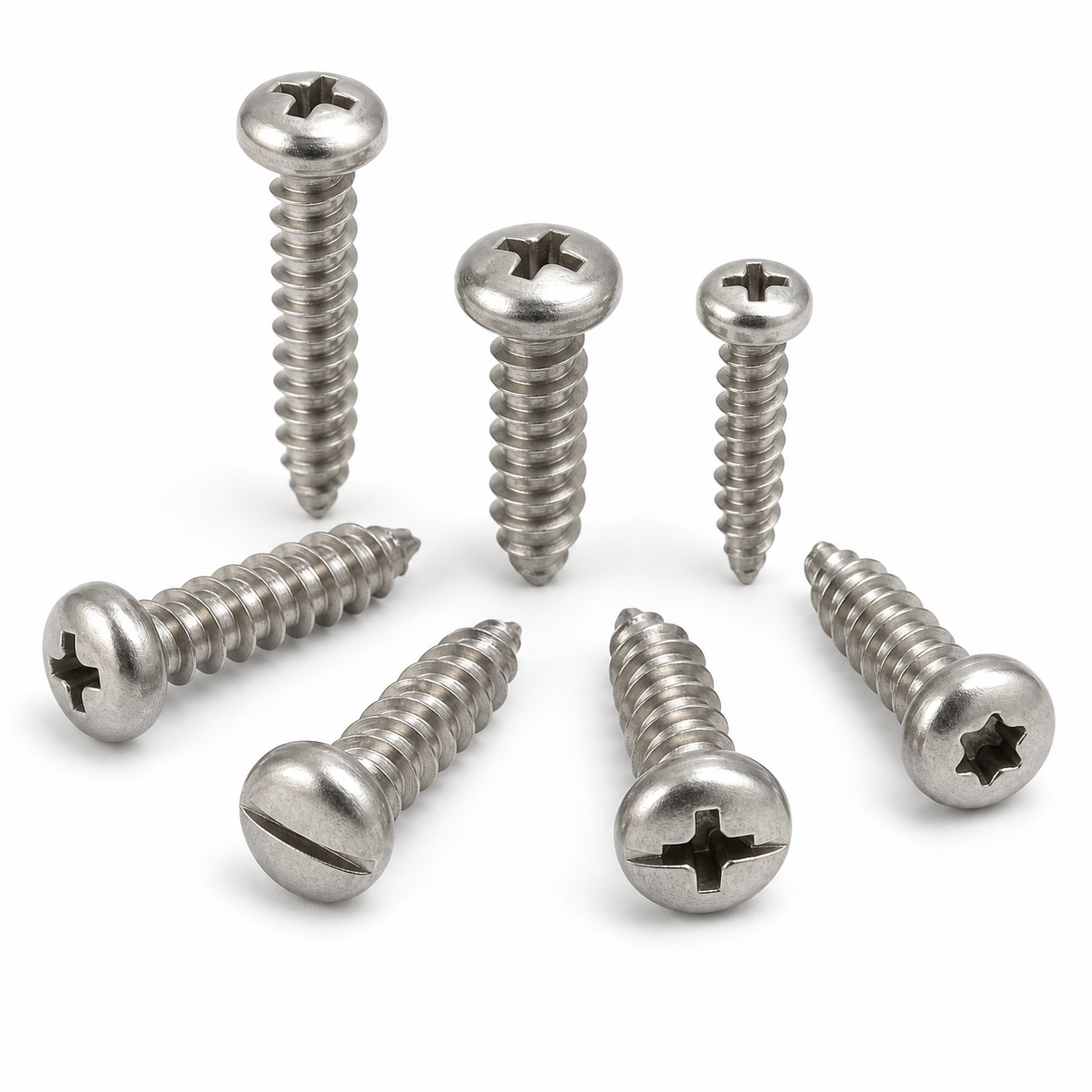 Stainless steel Pan Head Self Tapping Screws with multiple drive types