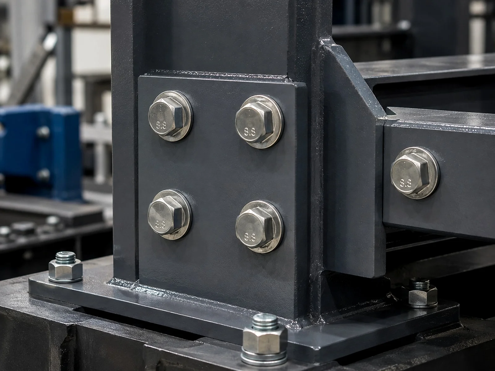 Serrated flange bolts application on steel structure frame