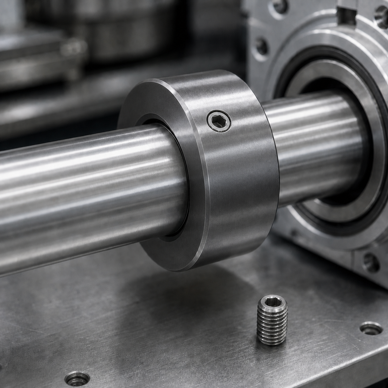 Socket set screw securing an industrial shaft collar and machinery shaft