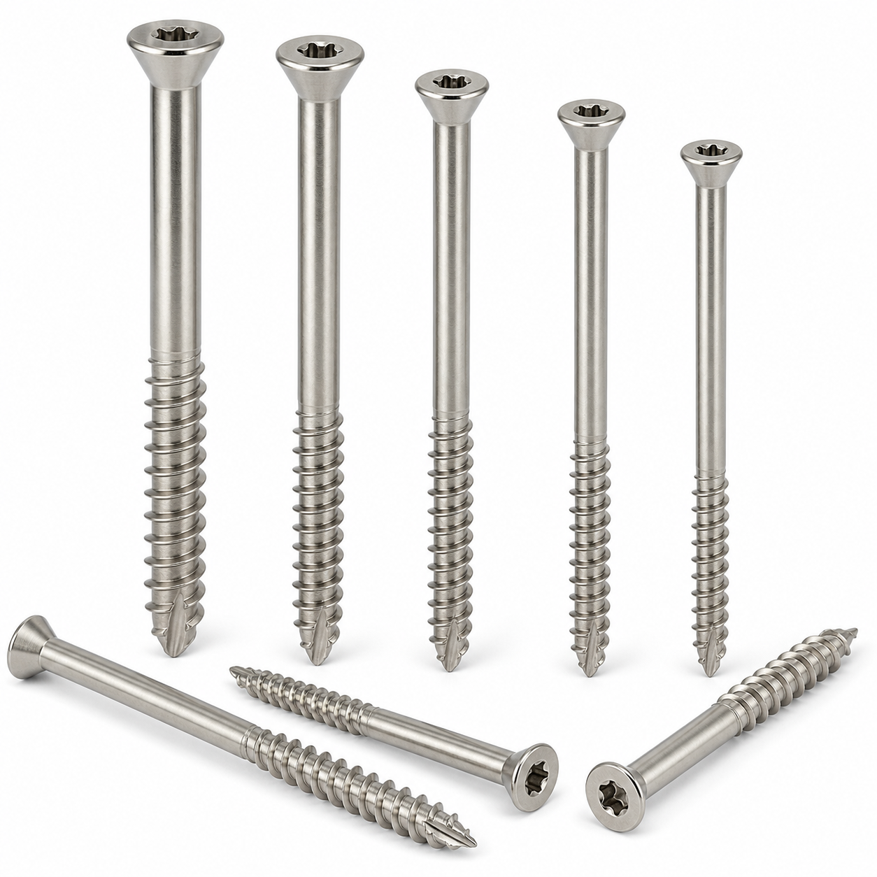 Stainless steel structural timber screws with countersunk Torx heads and partial threads
