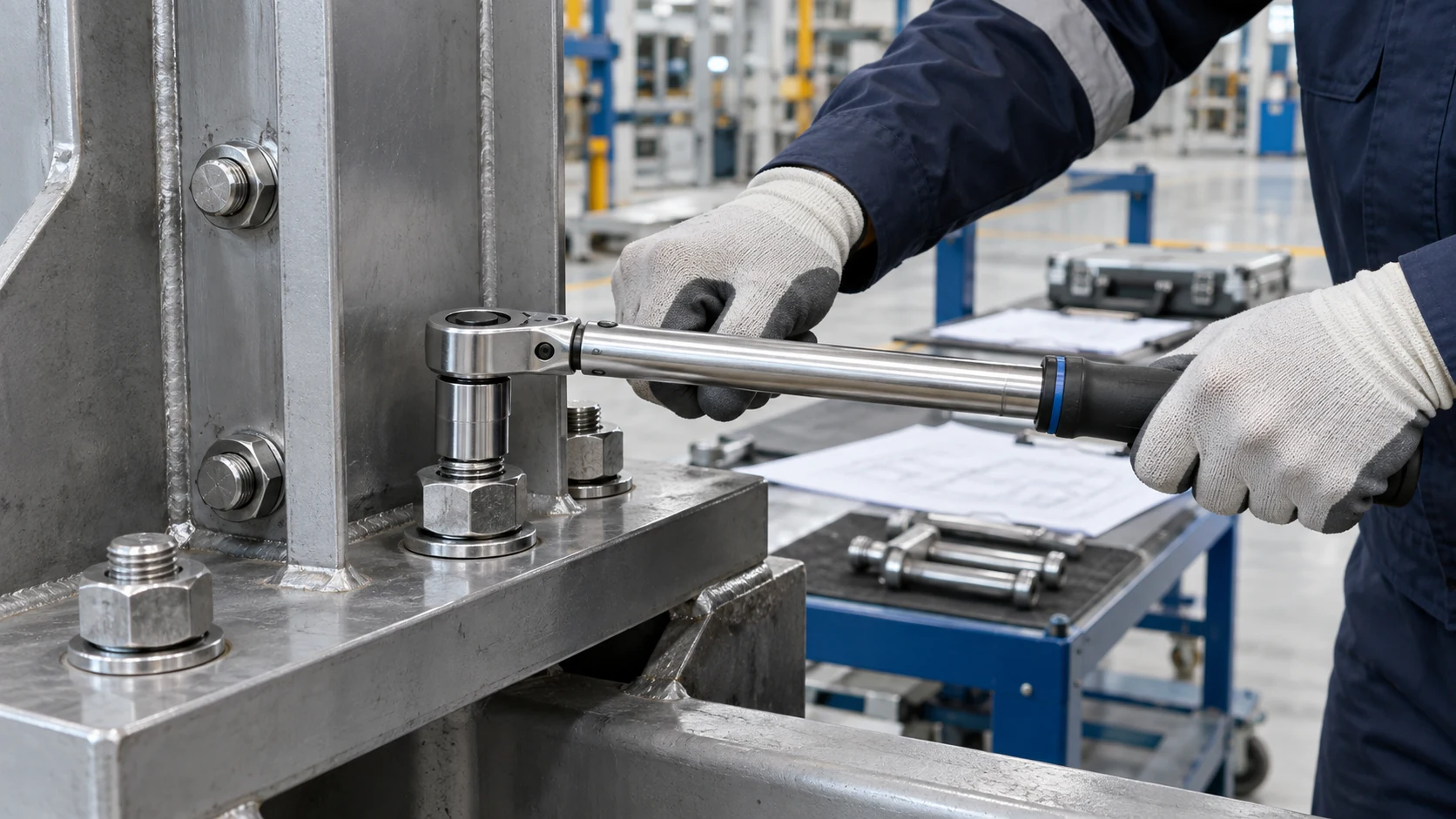 Controlled torque tightening of an industrial bolted joint