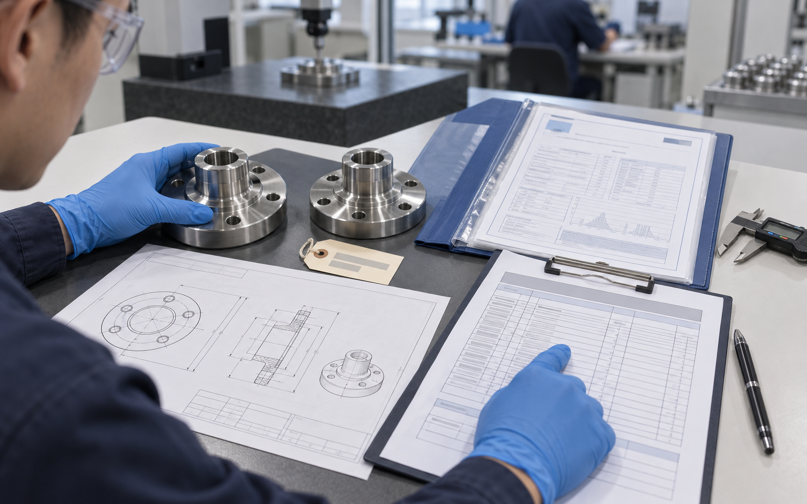 Inspection documentation and traceability review for custom metal parts