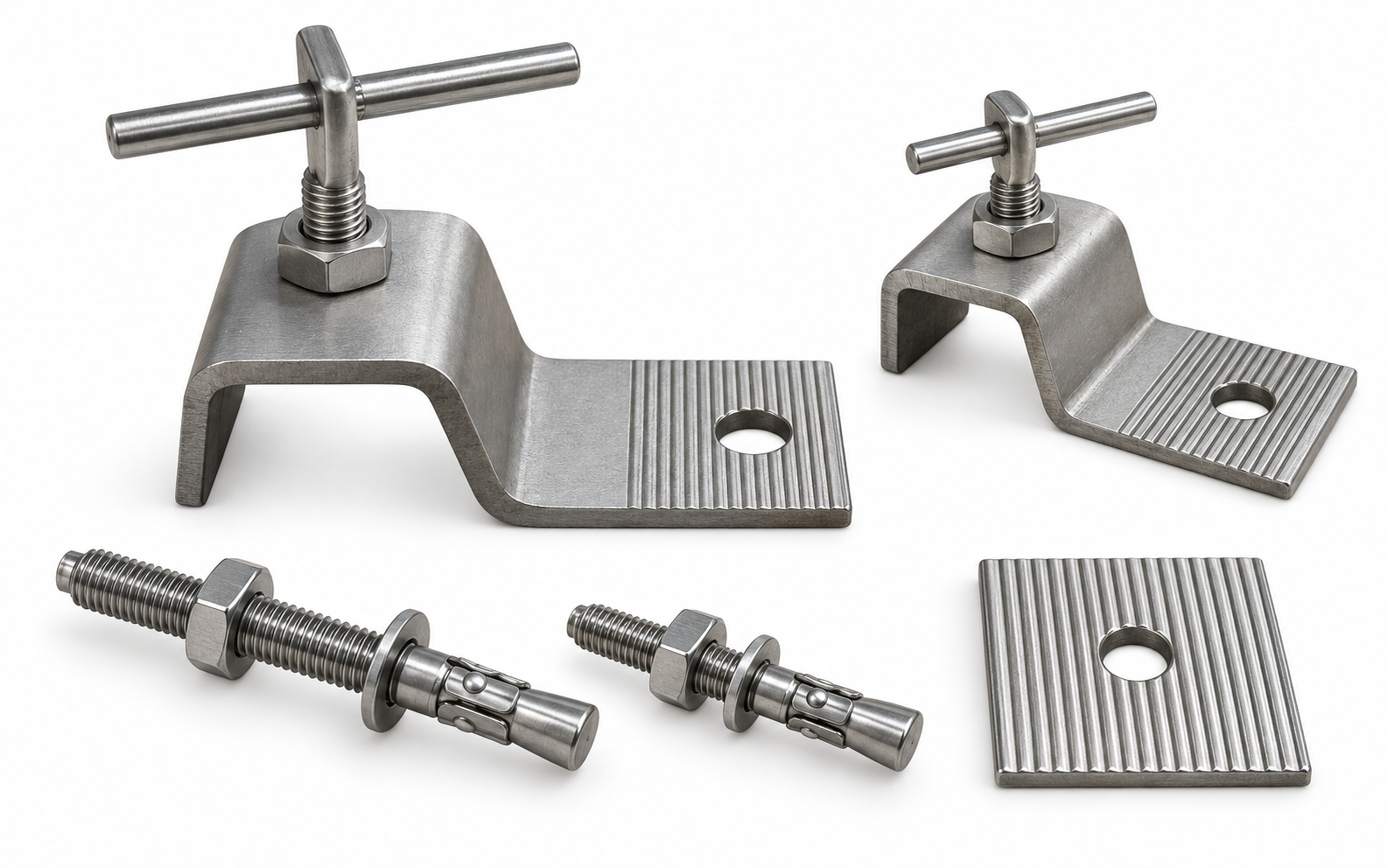 Stainless steel facade and cladding brackets anchors and fixing plates