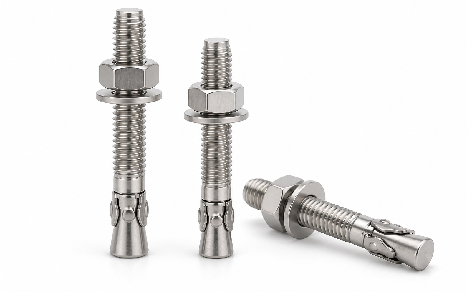 Stainless steel wedge anchors and through bolt anchors