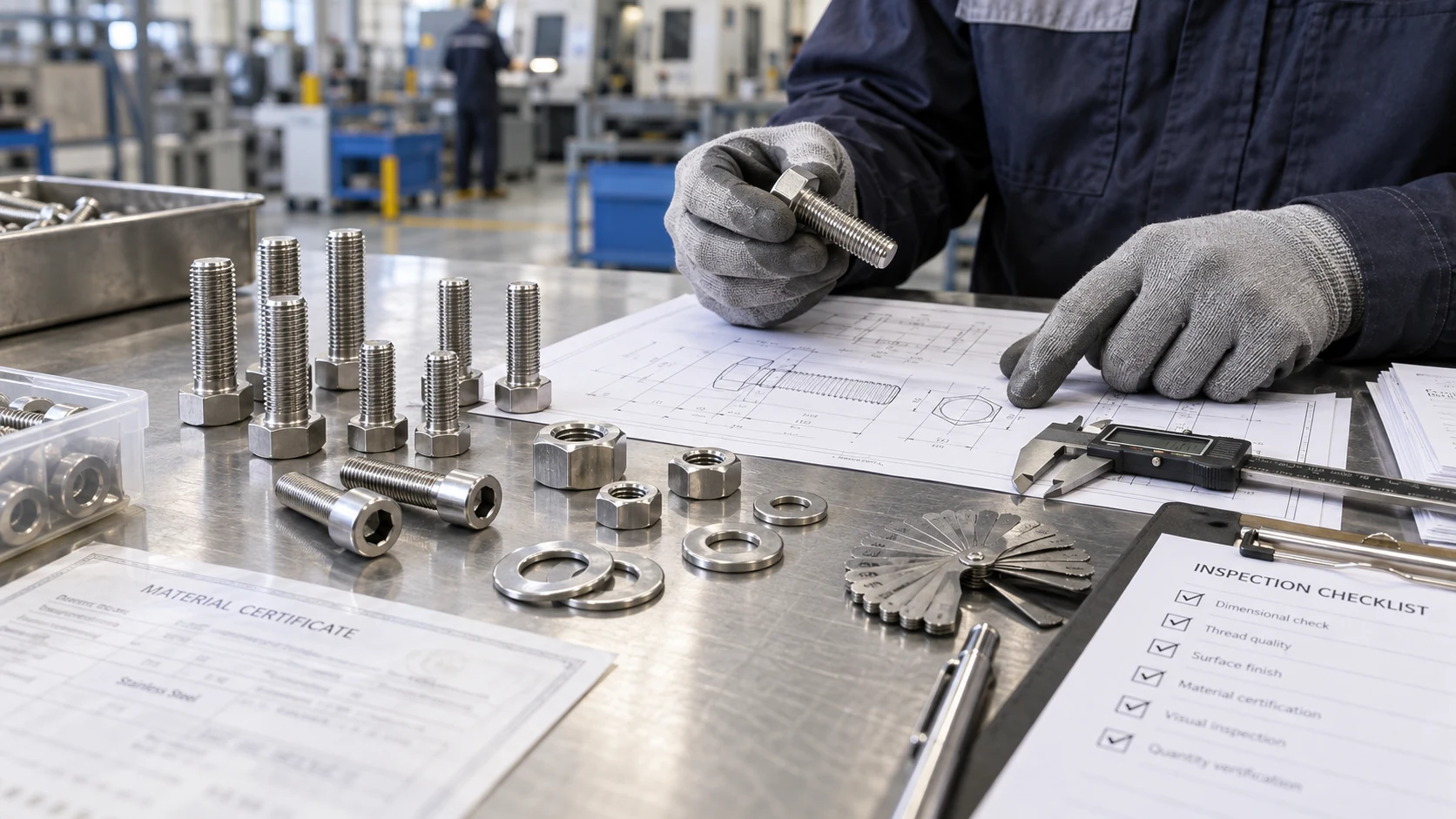 Engineering review of stainless steel fasteners drawings and inspection requirements before production
