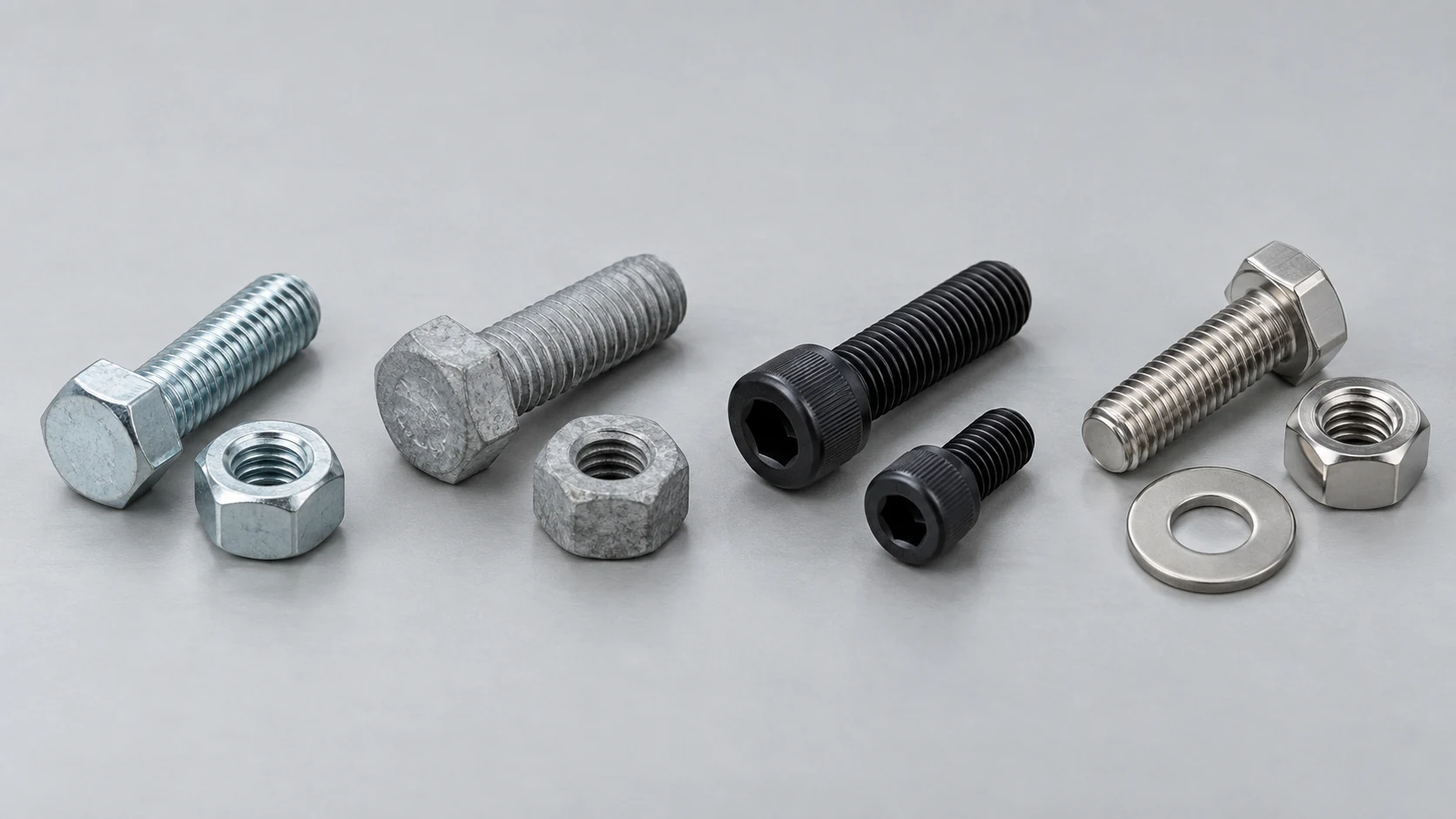 Different fastener surface finishes for corrosion protection