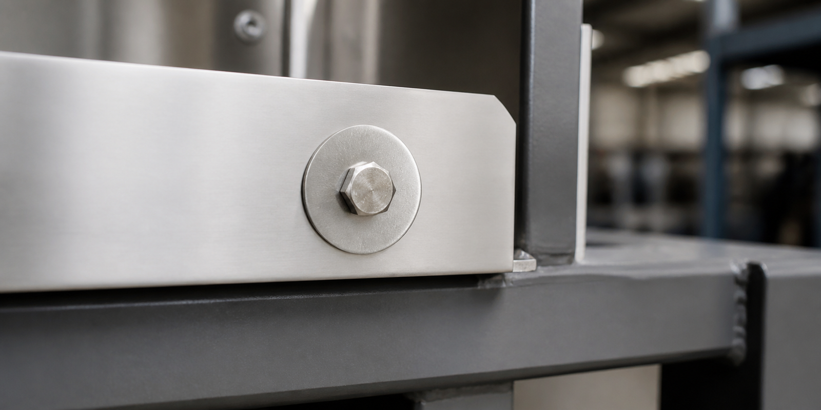 Stainless steel fender washer installed on thin equipment panel
