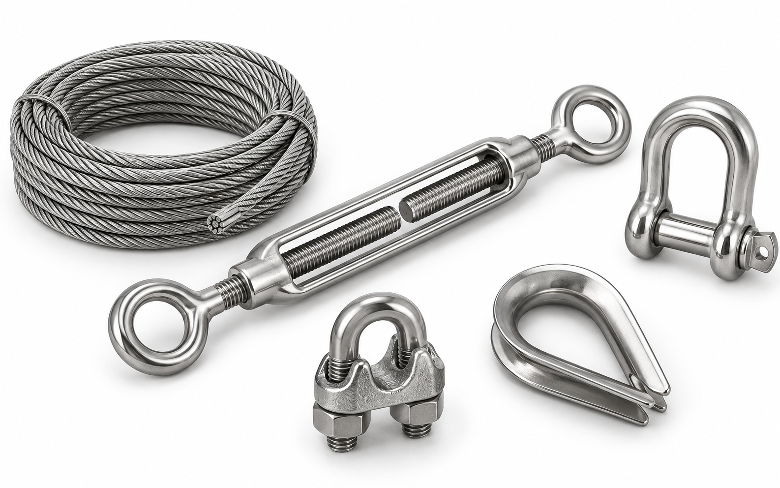 Stainless steel wire rope turnbuckle shackle wire rope clip and thimble product range
