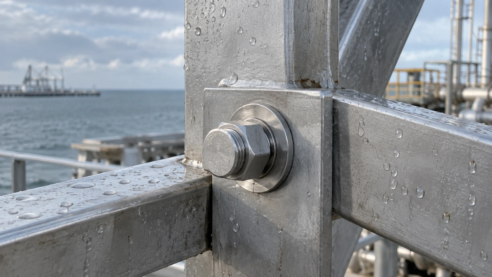 Stainless steel fastener joint exposed to outdoor industrial service conditions