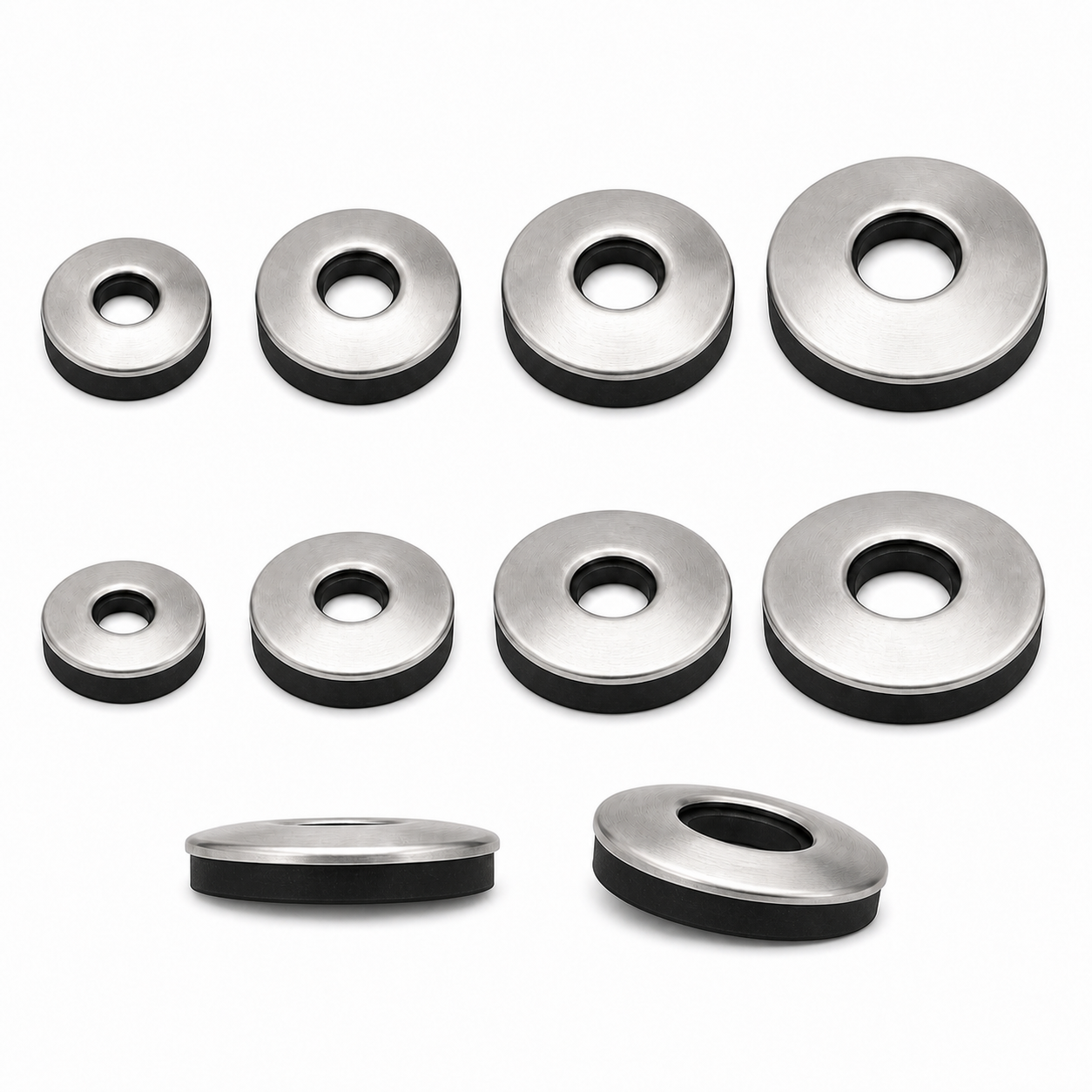 Stainless steel bonded EPDM sealing washers in multiple diameters