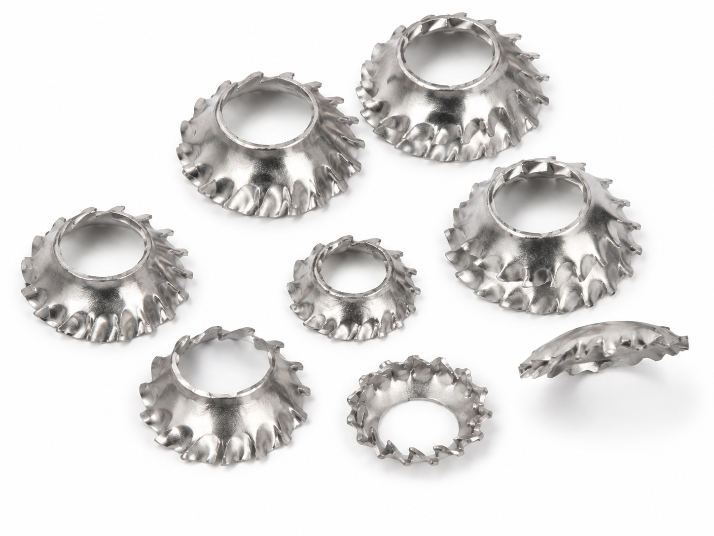 Stainless steel Type V conical external serrated lock washers