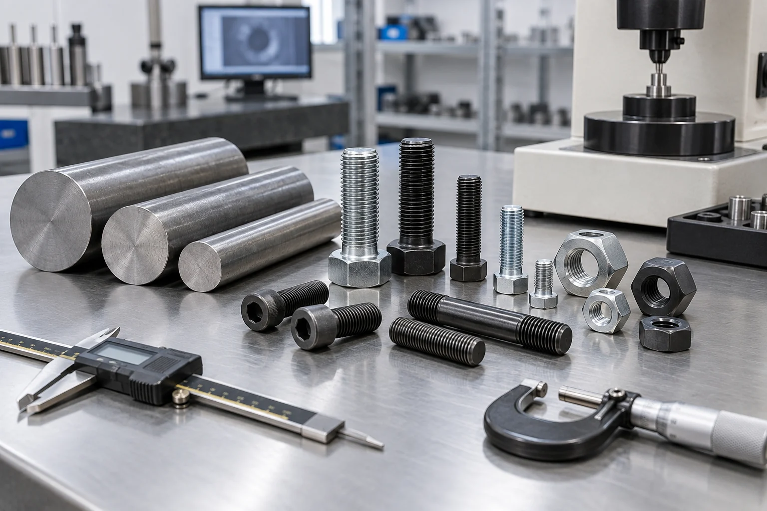 Carbon and alloy steel material inspection for industrial fasteners