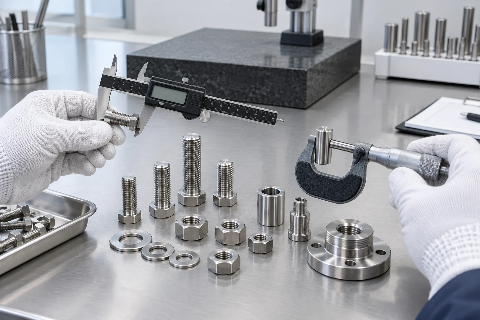 Quality inspection process for stainless steel fasteners and industrial hardware